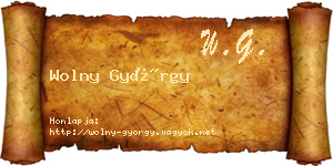 Wolny György névjegykártya